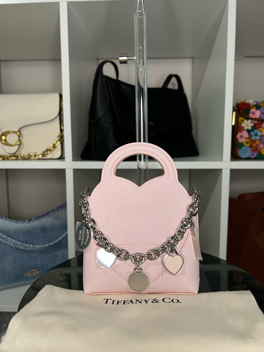 Tiffany & Co. Light Pink Mini Tote with Heart Charm Chain - Picture 2 of 11